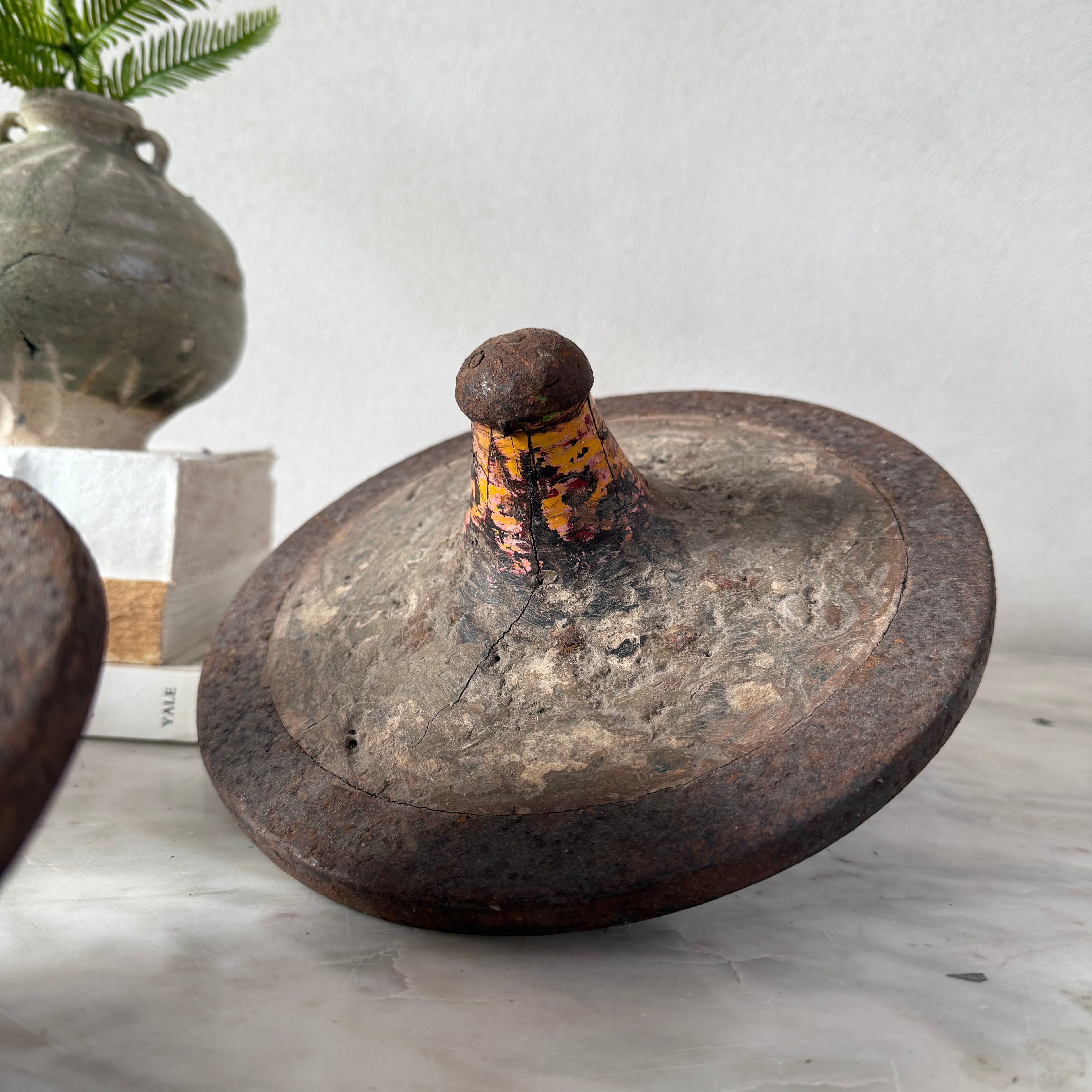Antique natural spinning tops