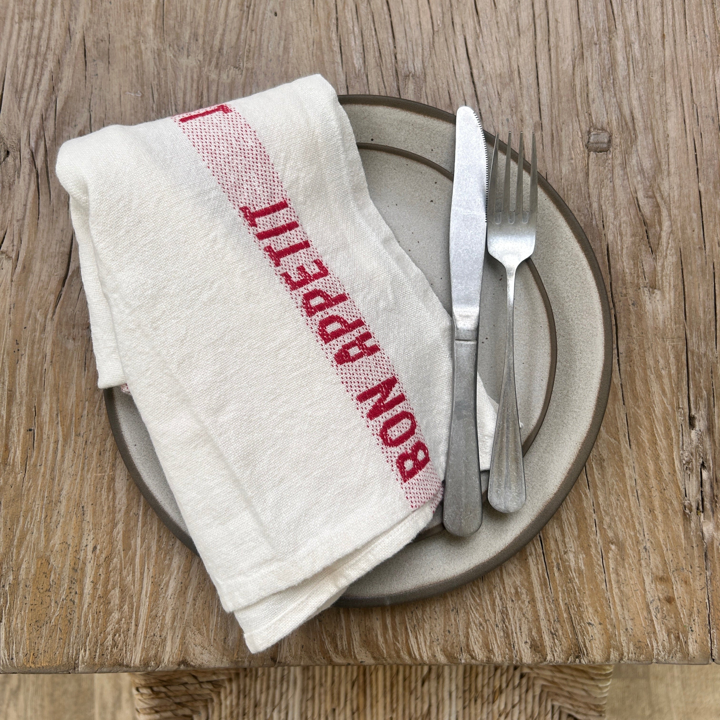 Bon Appetit Tea Towel Red & White