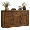 Vintage Elm Wood Sideboard Cabinet – Rustic Farmhouse Buffet Storage Console