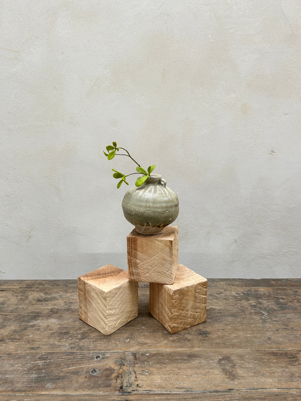 Oak cube display plinths
