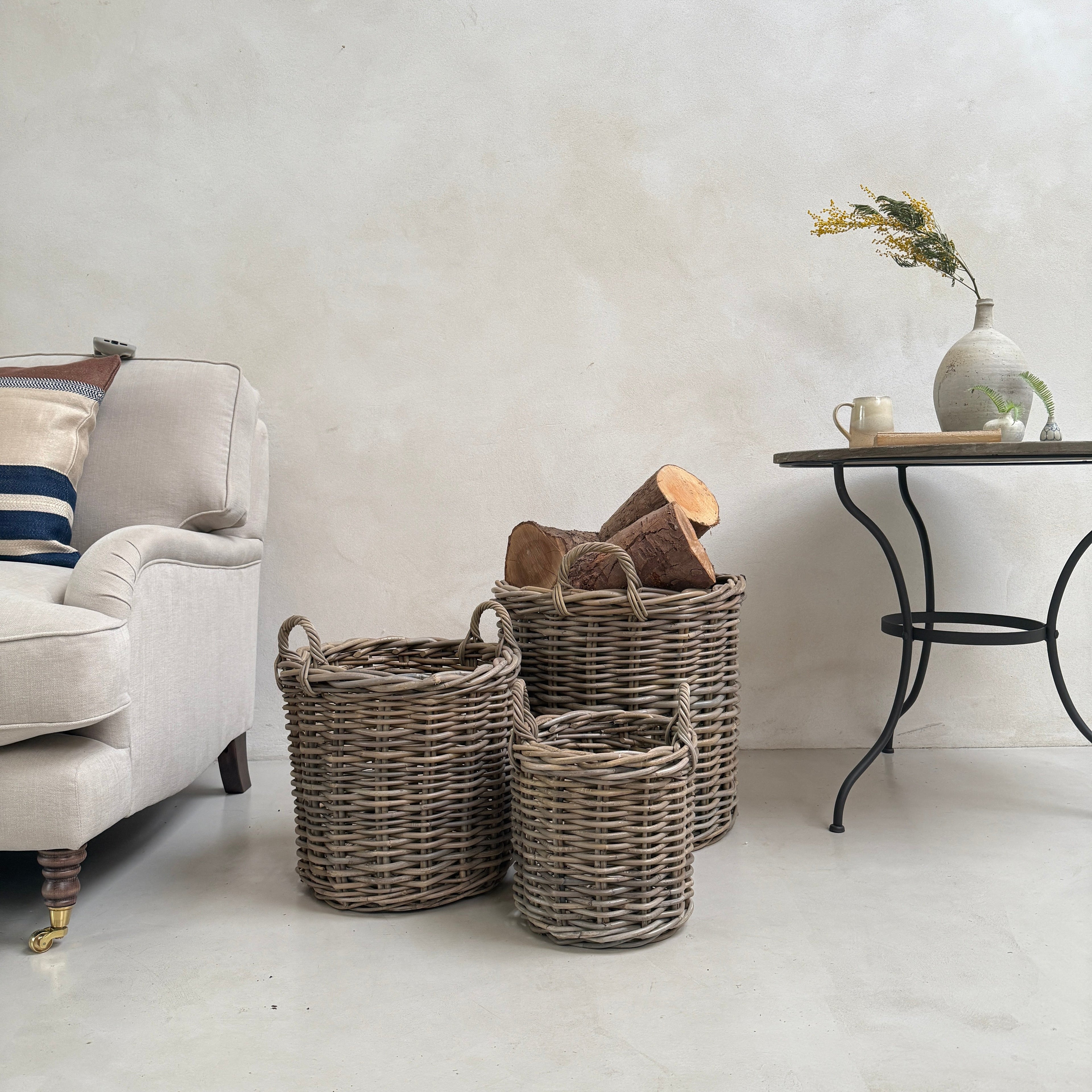 Round Log Baskets